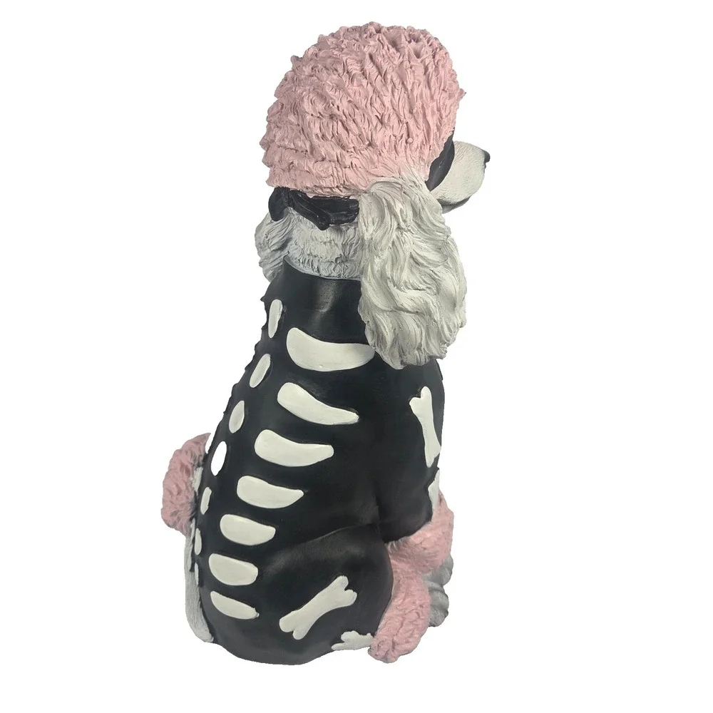 Glamorous Ghouls Poodle Skeleton Dog Figurine 14in Pink Halloween NWT Whimsical